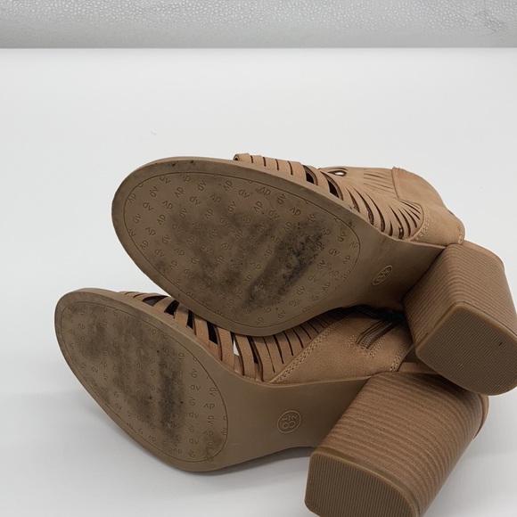 Dolce Vita Vegan Suede Open Toe Tan Booties 8.5 - Picture 6 of 6